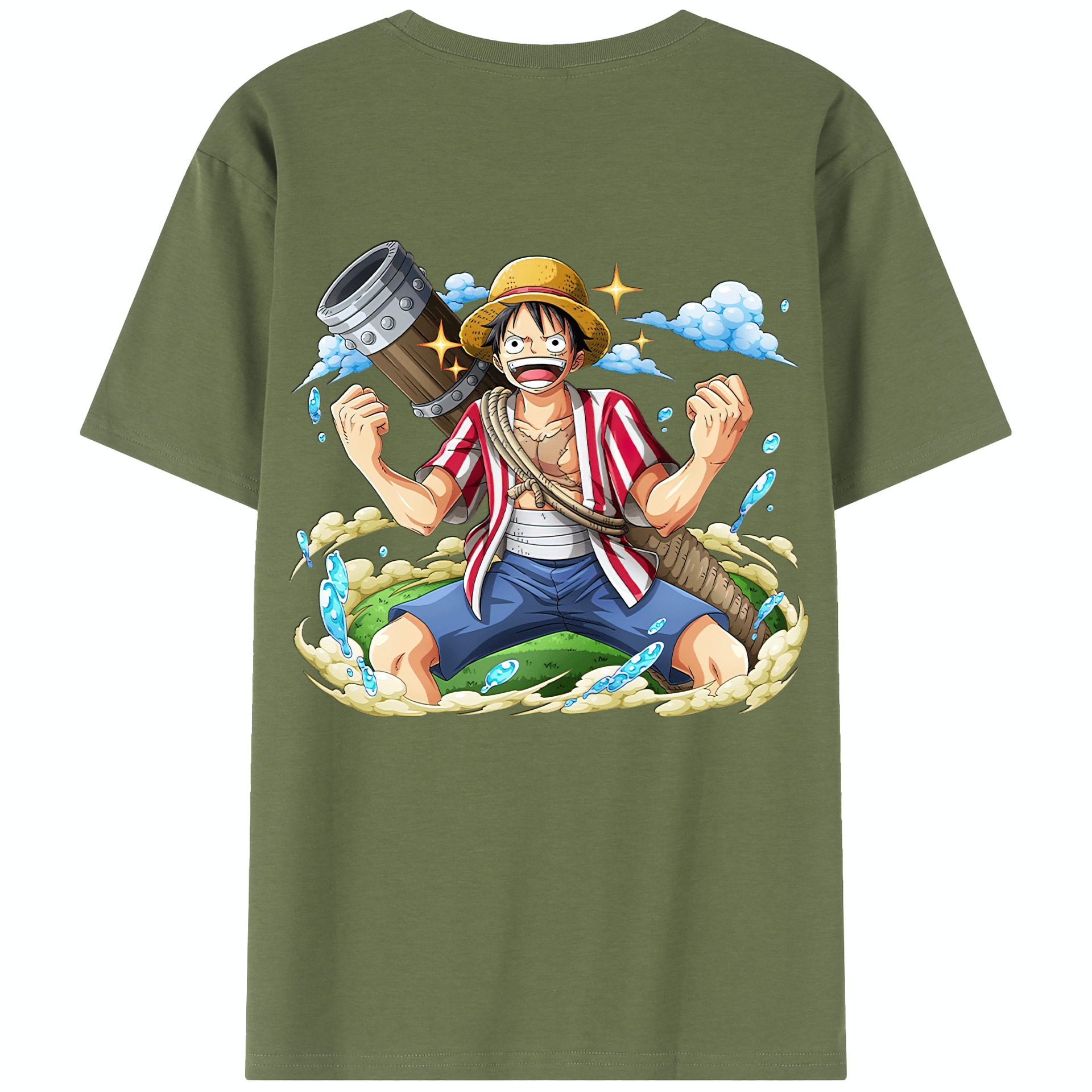ワンピース モンキー・D・ルフィ ONE PIECE Monkey D. Luffy 綿100％半袖Tシャツ（背面プリント）